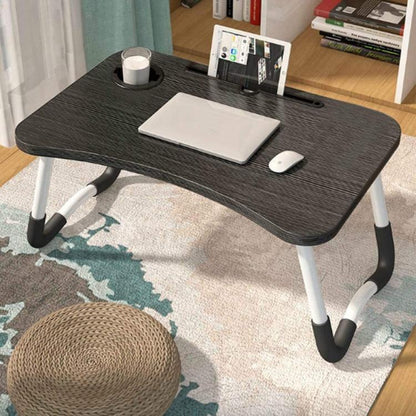 Tavolino Pieghevole Da Letto Vassoio Colazione Studio Per Pc Notebook Legno Nero