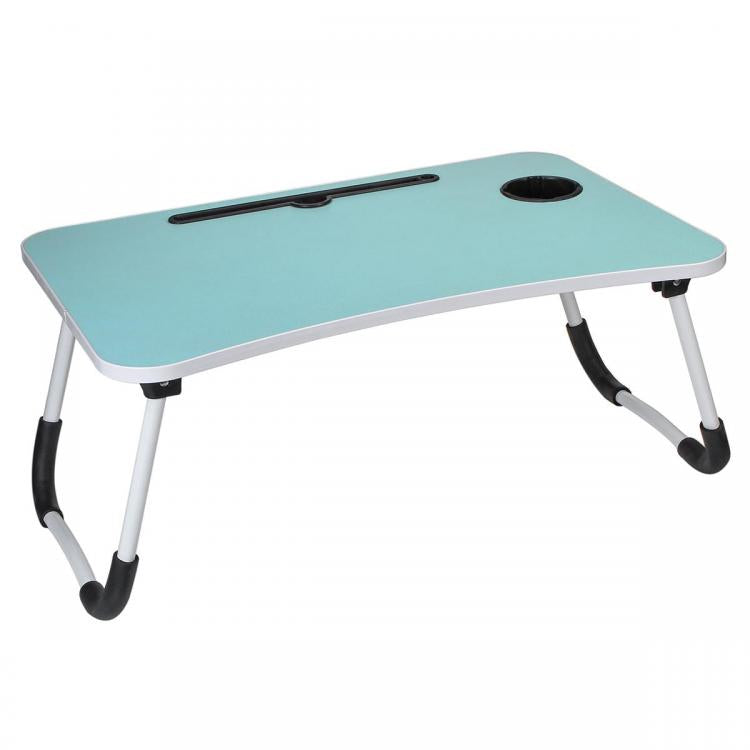 Klappbarer Beistelltisch Bett Tablett Frühstück Arbeitszimmer Tablet PC Notebook Holz Blau
