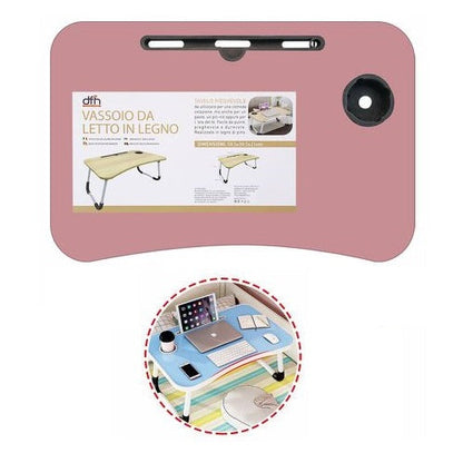 Faltbarer Betttisch Tablett Frühstück Lese- und Schreibtisch Laptop-Tisch Holz Rosa