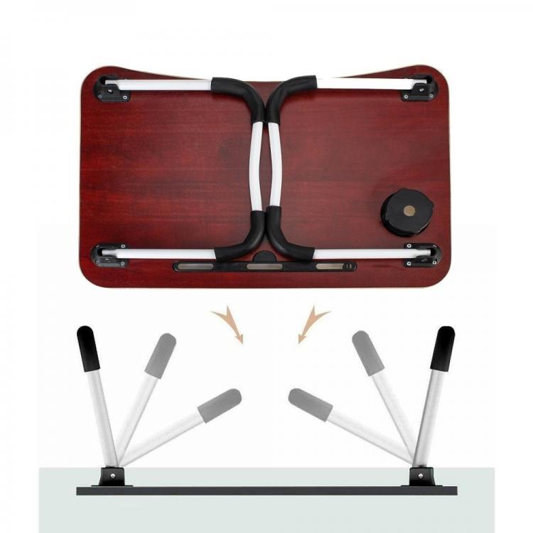 Faltbarer Betttisch Tablett Frühstück Lese- und Schreibtisch Laptop-Tisch Holz Rosa
