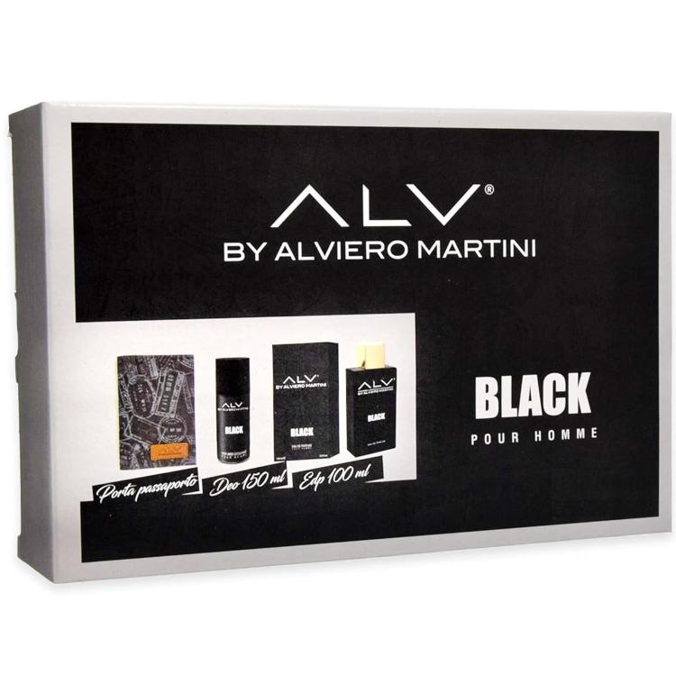 Alviero Martini Cofanetto Black Eau de parfum Profumo 100ml +Deodorante+ Portapassaporto