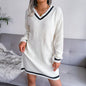 Knitted V-neck dress
