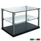 Neutral countertop display case for breakfast with 1 side and straight glass cm. 55x39x37.5h - 2 shelves - Wenge color MDF base