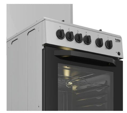 BEKO GASHERD 4 BRENNER ELEKTROOFEN 54L 50x50 SILBER CSS42014FS