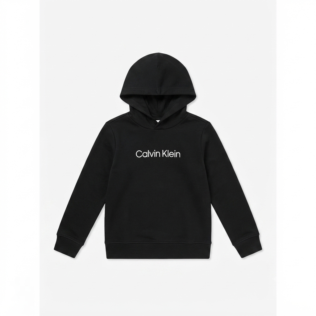 Calvin Klein felpa con cappuccio junior con logo stampato LV1CKTJB09T BEH nero