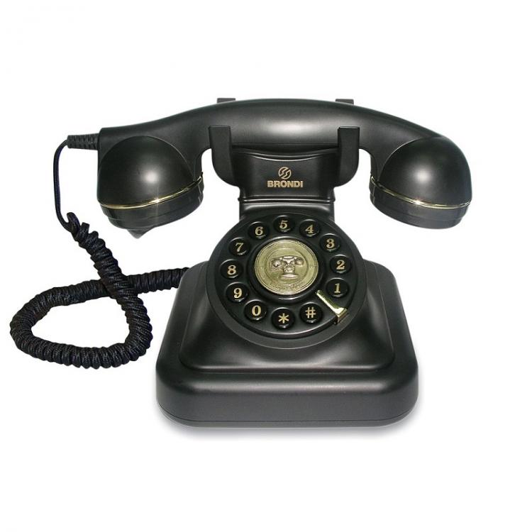 BRONDI RETRO SCHNURGEBUNDENES VINTAGE-TISCHTELEFON 20 MIT EINSTELLBARER KLINGEL, SCHWARZ