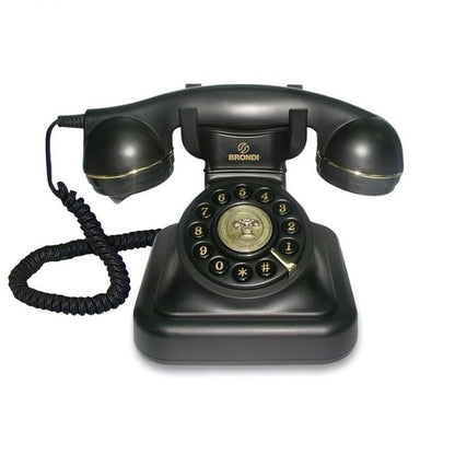 BRONDI RETRO SCHNURGEBUNDENES VINTAGE-TISCHTELEFON 20 MIT EINSTELLBARER KLINGEL, SCHWARZ