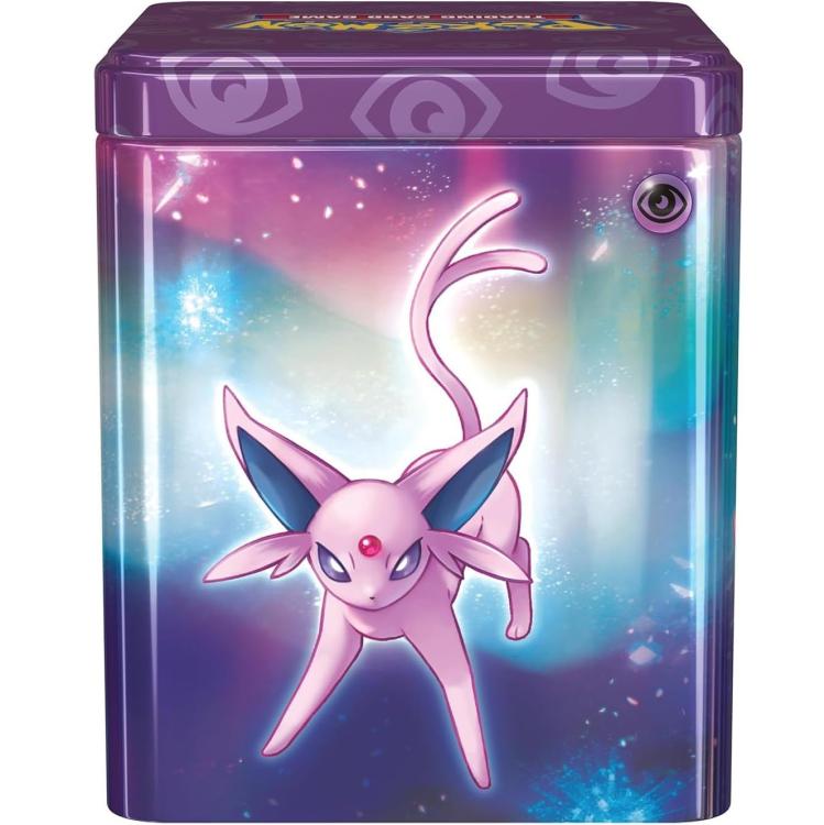 Pokemon Stacking Tin 2024 TCG GCC Stapelbare Metallbox Kartenspiel Lila Eng