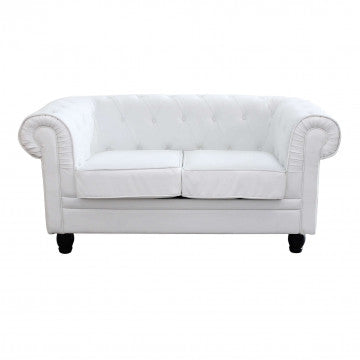 Chesterfield Sofa aus weißem oder braunem Vintage-Kunstleder, 2- oder 3-Sitzer