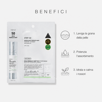 VT Cosmetics Mild Reedle Shot 50 2-Step Mask – Maschera Viso Levigante 25g