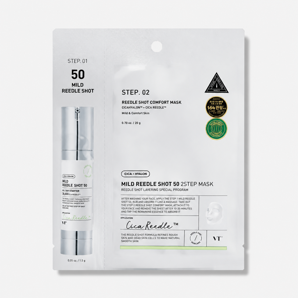 VT Cosmetics Mild Reedle Shot 50 2-Step Mask – Maschera Viso Levigante 25g