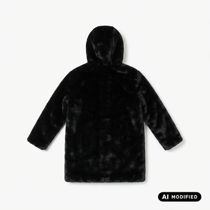 Censured Cappotto in ecopelliccia da donna con cappuccio CW1881TFRN5 90 nero