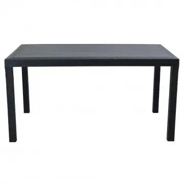 Tavolo Rettangolare Houston con Struttura in Plastica Stile Wicker, 150x90