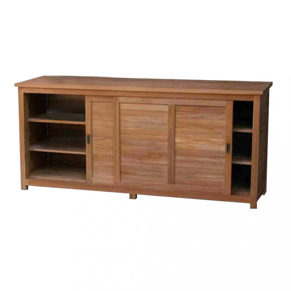 Mobile Weston 200 x 60 Marrone in Legno Teak massiccio - Mobile con 2 Ante Scorrevoli