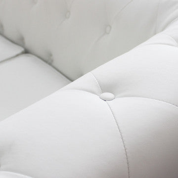 Chesterfield Sofa aus weißem oder braunem Vintage-Kunstleder, 2- oder 3-Sitzer