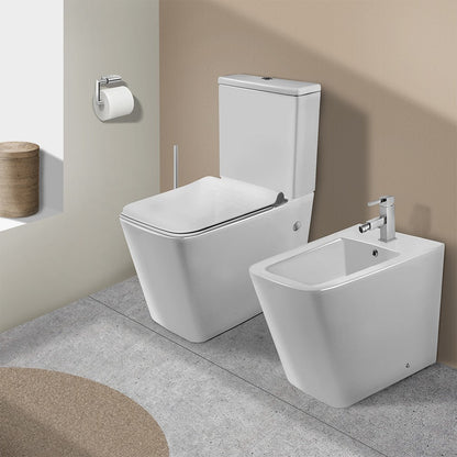 WC Monoblocco Quadrato in Ceramica con Scarico Doppio e Sedile Soft-Close modello Laik