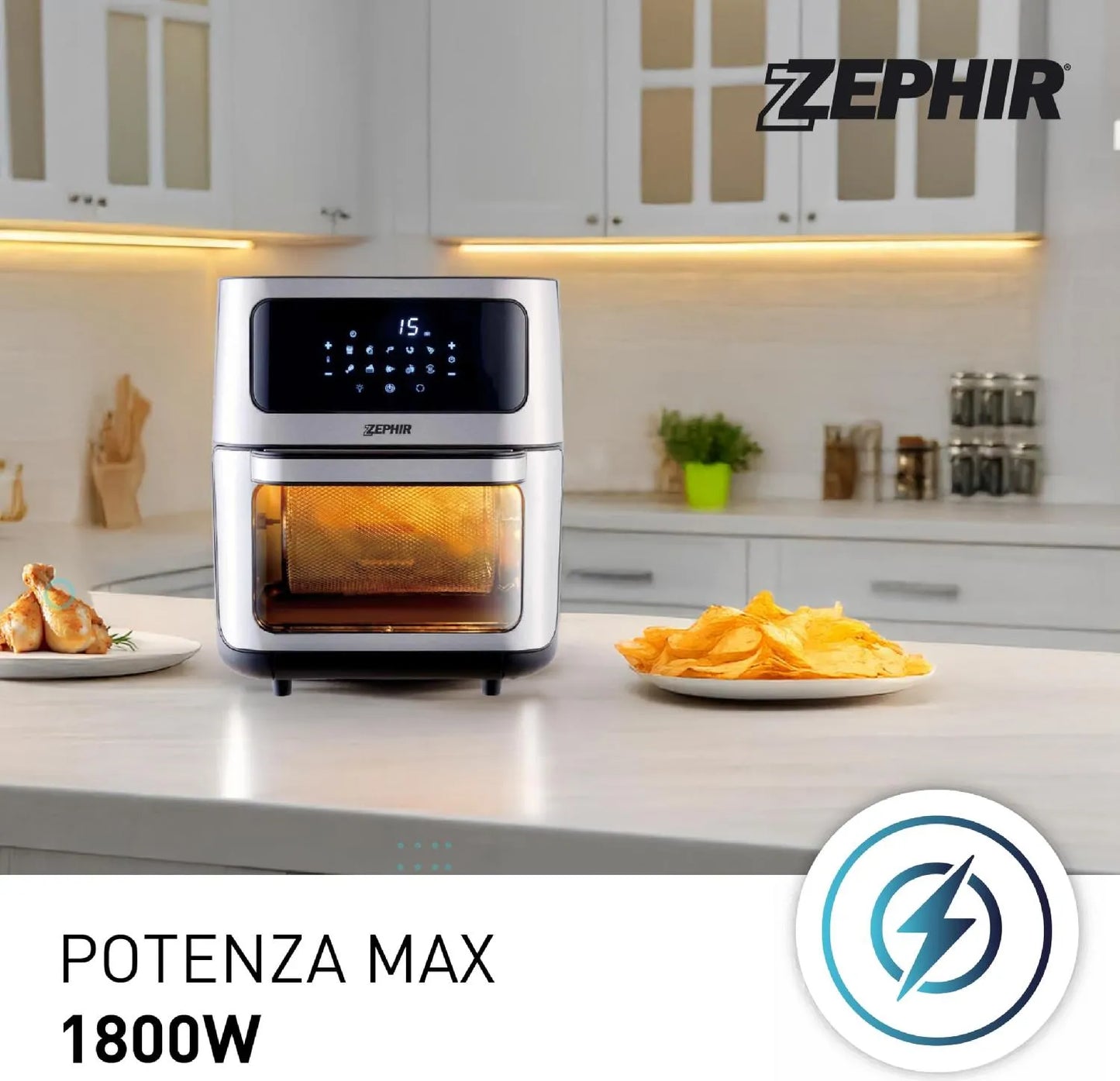 Friggitrice ad Aria Multifunzione 12L 1800W Display Touch
