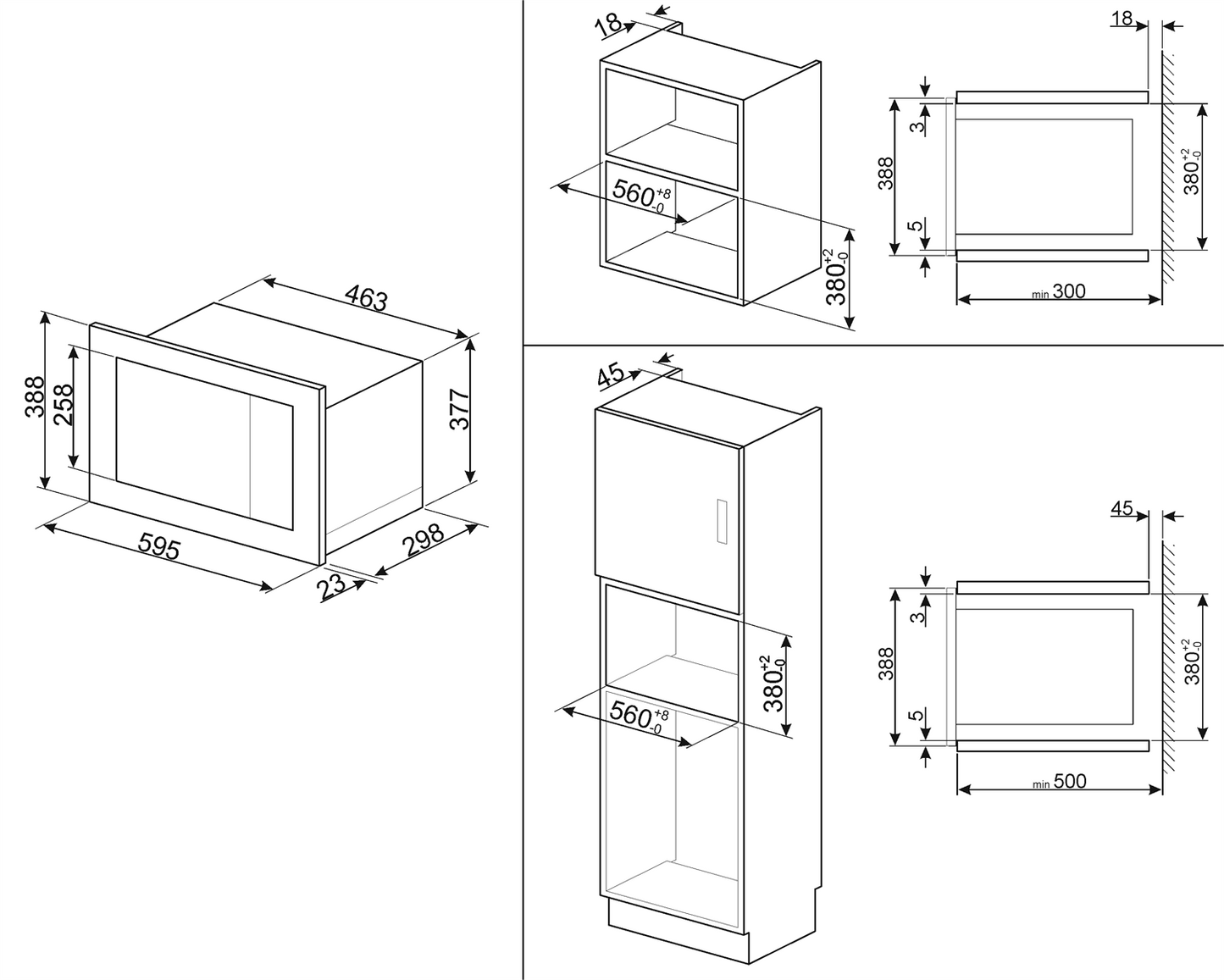 Einbau-Mikrowelle 19L 1000W Edelstahl satiniert 60cm