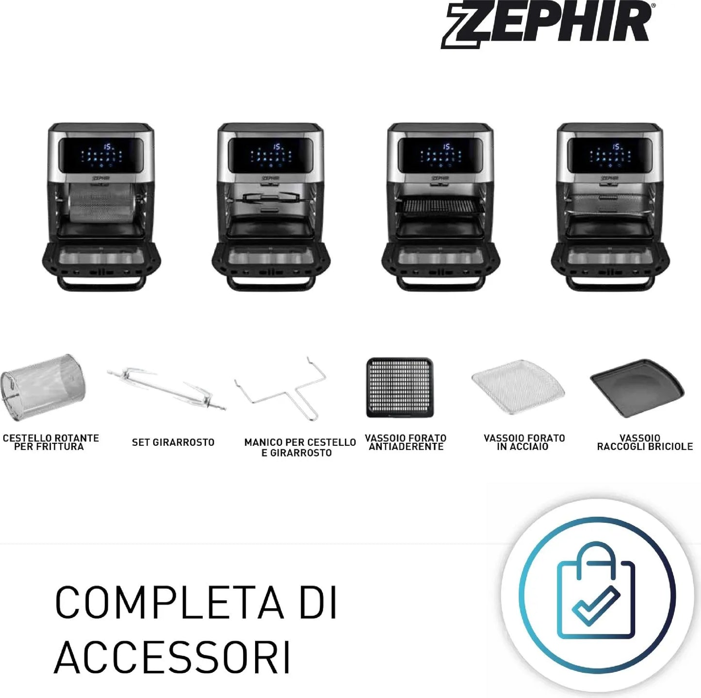 Friggitrice ad Aria Multifunzione 12L 1800W Display Touch