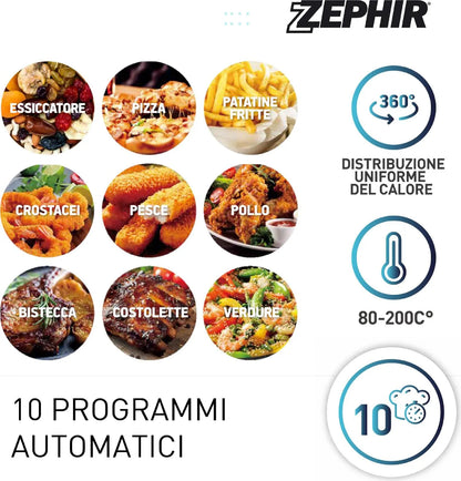 Friggitrice ad Aria Multifunzione 12L 1800W Display Touch