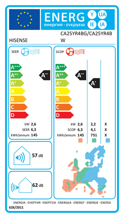 Climatizzatore Hisense 9000 BTU Nero Wi-Fi A+++