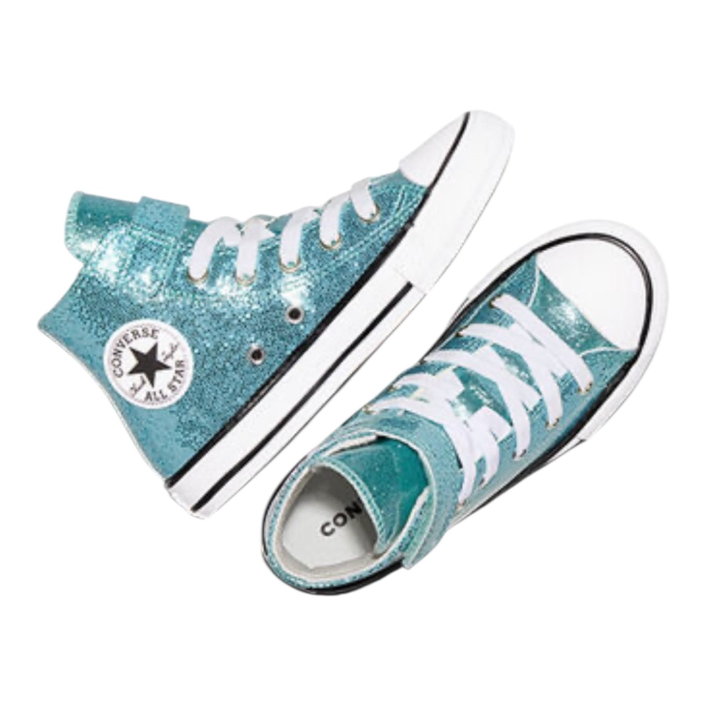 Converse Chuck Taylor All Star Easy-On Shimmer Sneakers Alta Bambina Acquamarina Bianco - A19095C