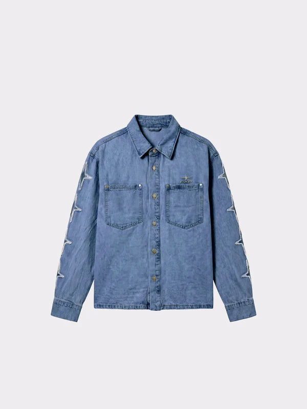 PXP Camicia overshirt in denim con inserti Polaris 2693130 JMC blu