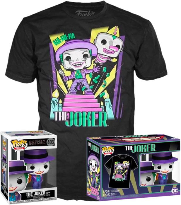 Funko Pop The Joker Wt Speaker Special Edition 403 + T-Shirt S Vinyl Statuetta