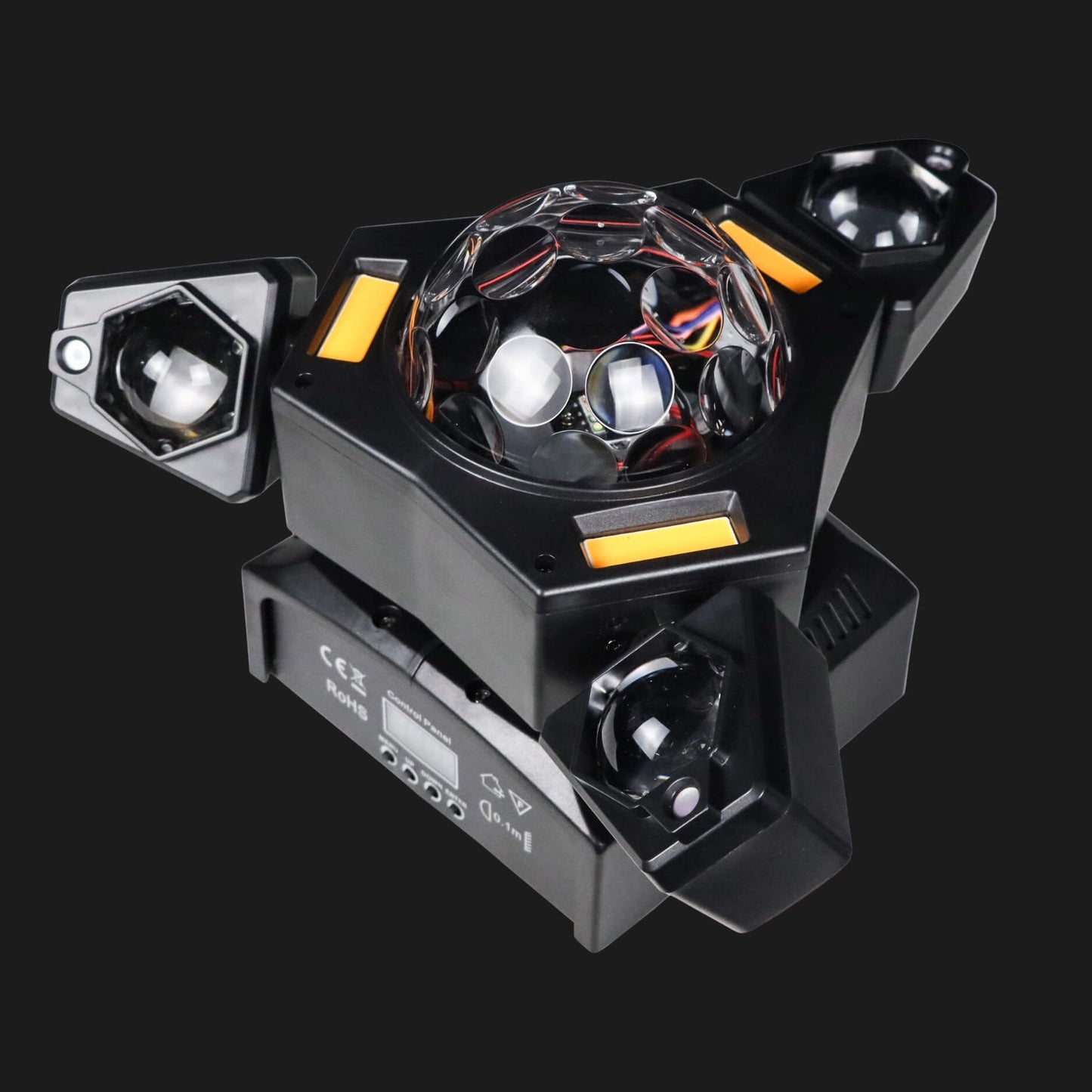 Luce laser DJ a 3 bracci con sfere disco, fasci RGB e DMX