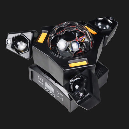 Luce laser DJ a 3 bracci con sfere disco, fasci RGB e DMX