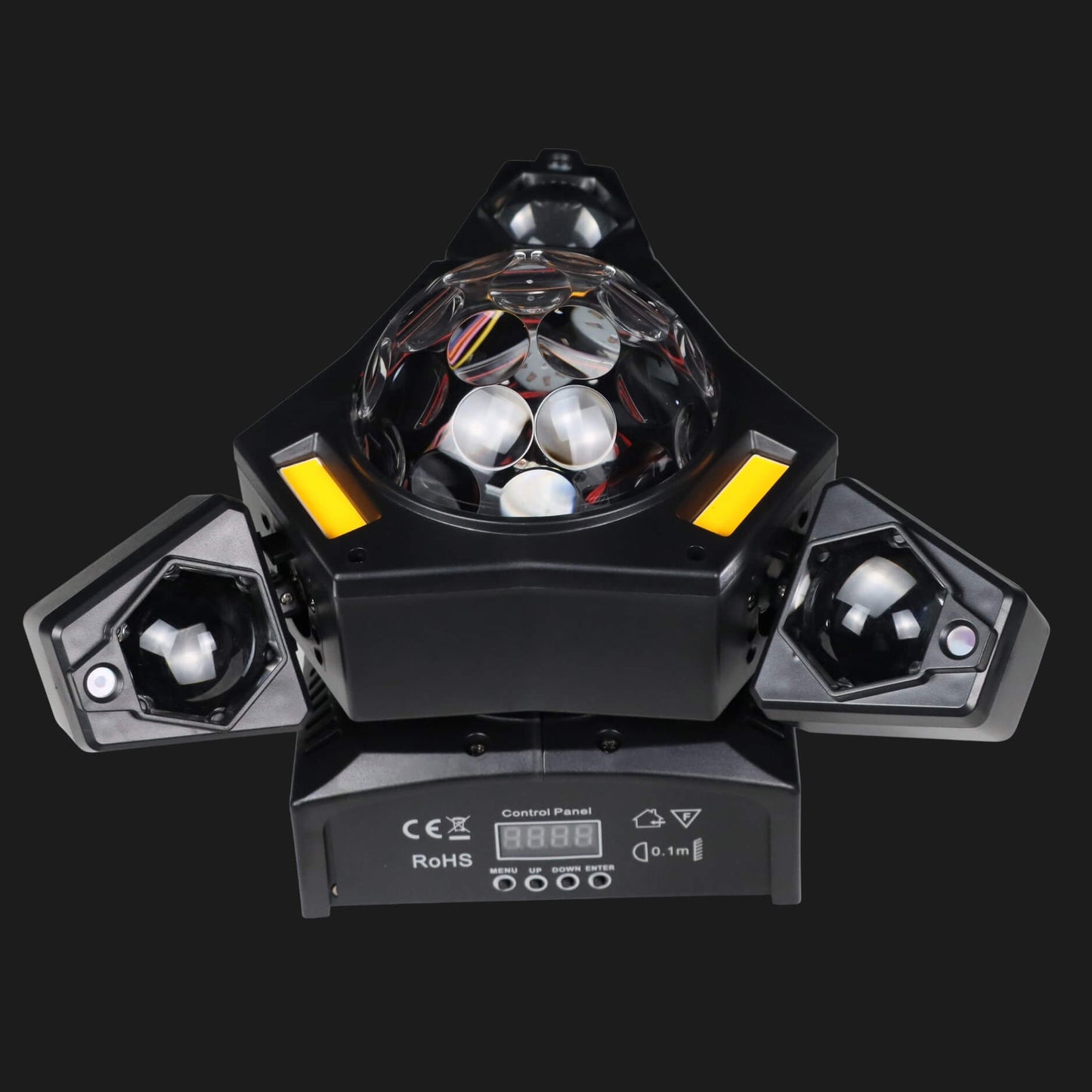Luce laser DJ a 3 bracci con sfere disco, fasci RGB e DMX