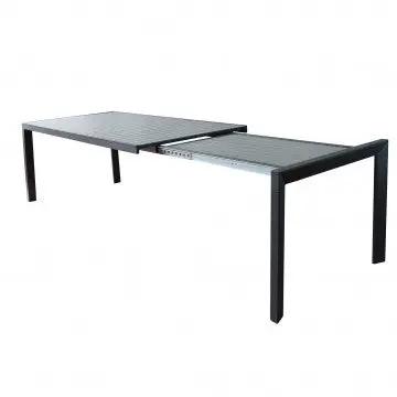 Tavolo allungabile Detroit 190/250 X 100 in alluminio verniciato antracite con doghe effetto legno