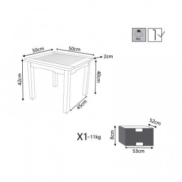 Quadratischer Beistelltisch 50x50 cm aus massivem Akazienholz 22 mm stark
