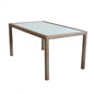 Azore 150 x 90 rectangular garden table with metal and wicker frame and glass top
