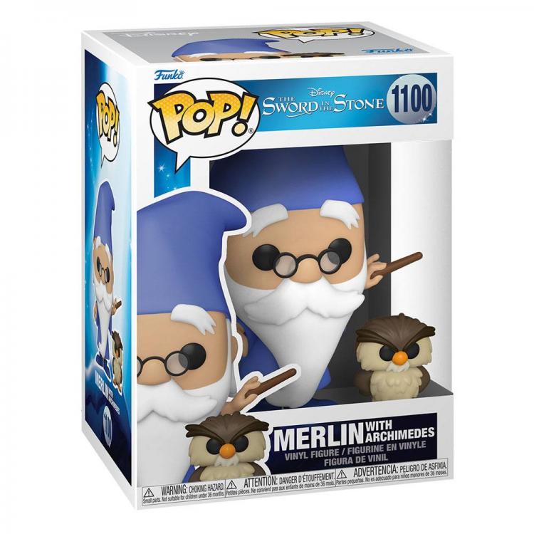 Funko Pop! Disney Die Hexe und der Zauberer - (1100) Zauberer Merlin und Archimedes 9cm - Merlin Wizard