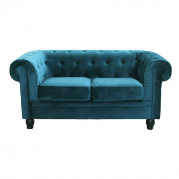 Chesterfield-Sofa aus blauem oder taupefarbenem Samt mit Kapitonierung