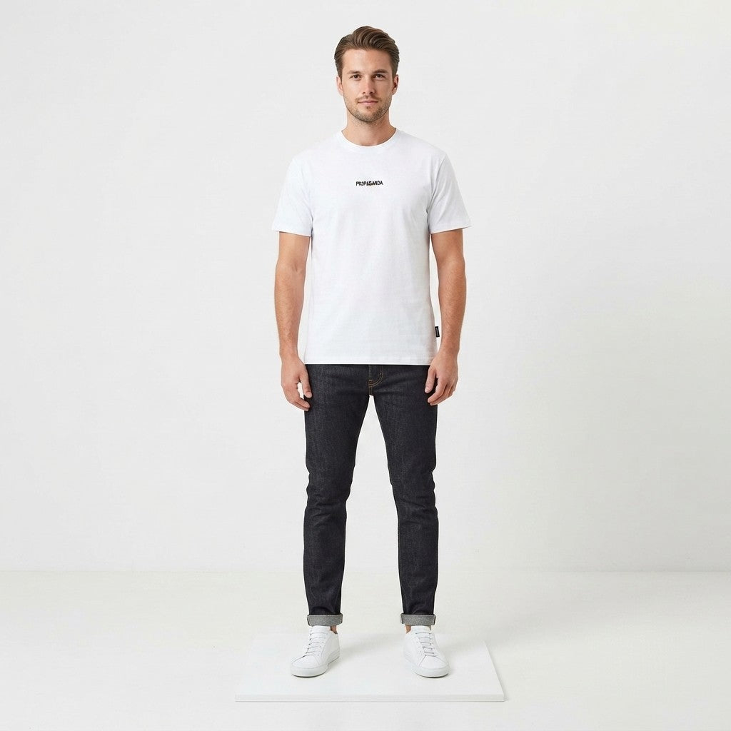 Propaganda t-shirt in cotone manica corta con stampa RIBS sul retro 26ssprts659 bianco