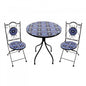 Set of 2 Chairs and Round Table Ø 60 Nox - Light Blue/Blue, Ceramic, Folding