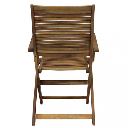 Poltrona Riviera con braccioli - Sedia in legno di Acacia Marrone 55 x 64 x 94 cm H