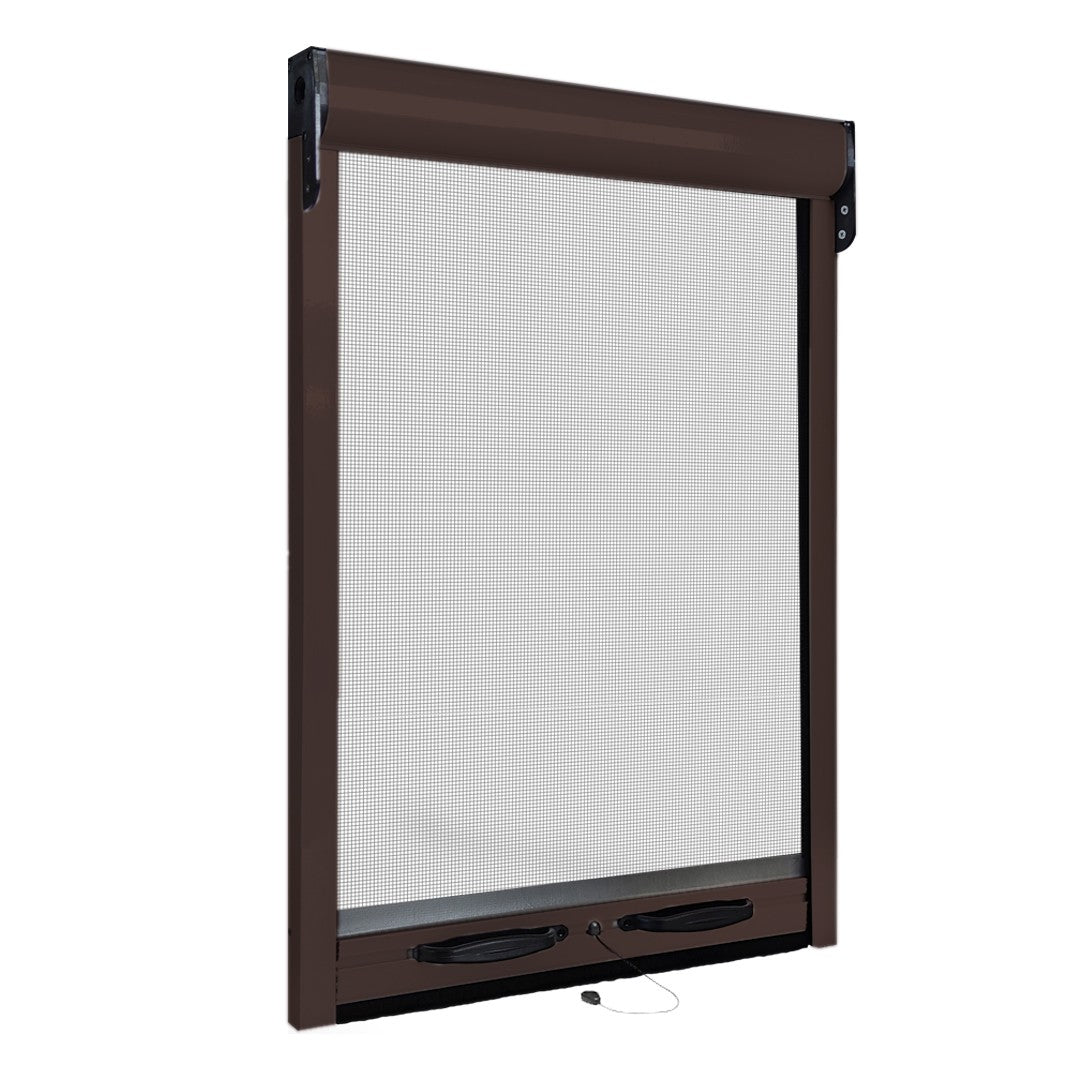 Zanzariera a rullo per finestra scorrevole verticale 100x170cm marrone