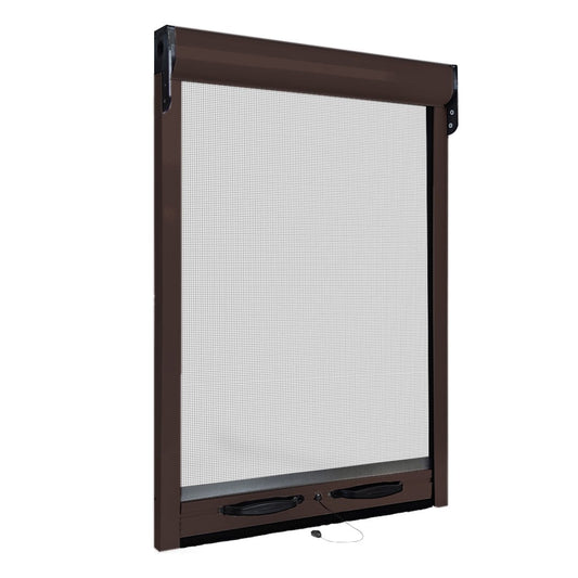 Zanzariera a rullo per finestra scorrevole verticale 140x170cm marrone