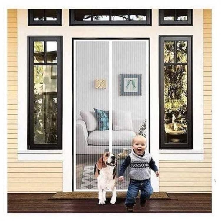Zanzariera Magnetica 90X210 Tenda Per Porte Finestre Universale Calamita - Nera