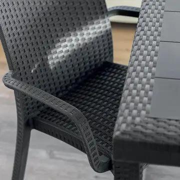 Tavolo Rettangolare Houston con Struttura in Plastica Stile Wicker, 150x90